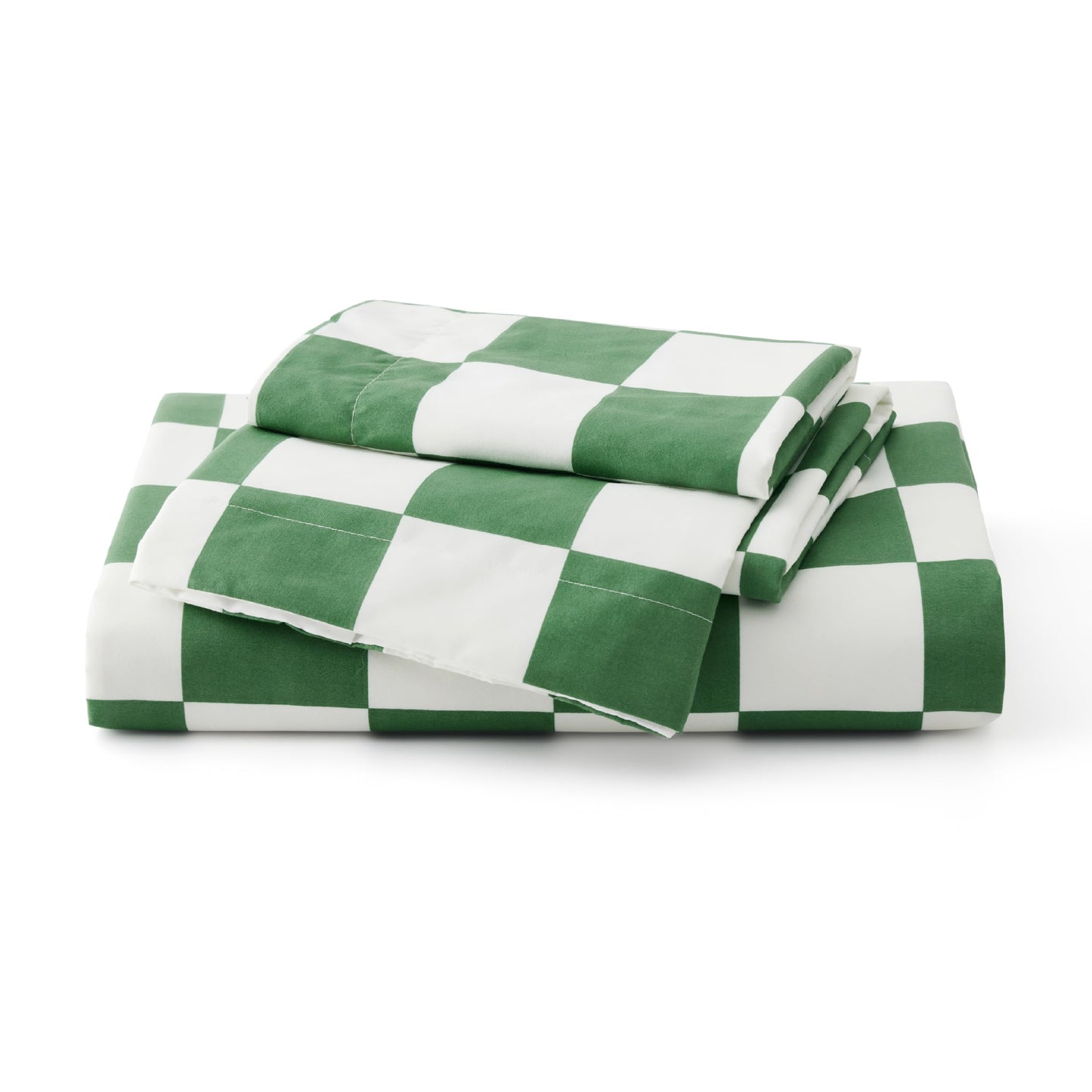 Shale Green Plaid Duvet Cover Set with Zipper Closure