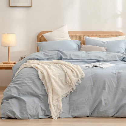 Duvet Cover Set,Solid Cornflower Blue Home Bedding Set